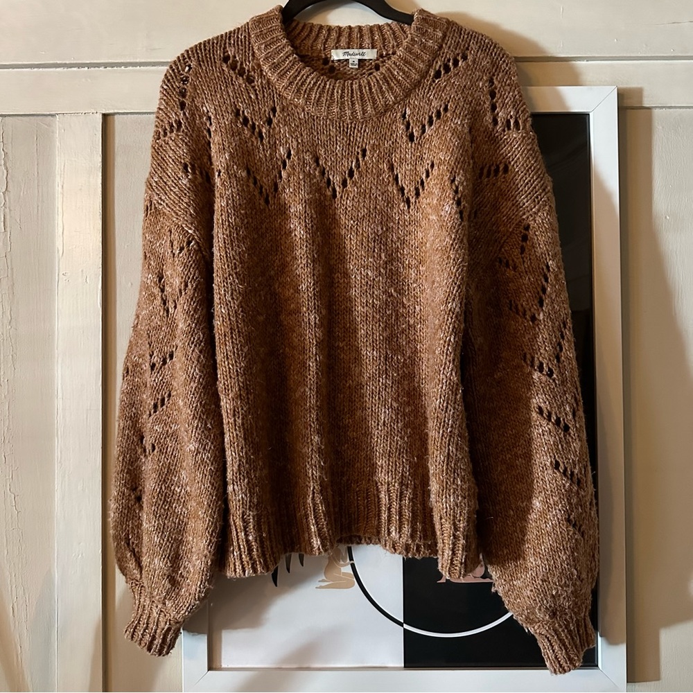 Madewell Brown Sweater with open weave detail Size M